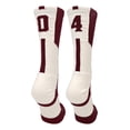 thumbnail image 1 of Player Id Maroon/White Number Crew Socks (#04, Large) - #04,Large, 1 of 3