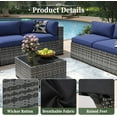 thumbnail image 5 of Aoxun 15 Piece Patio Furniture Set with 44” Fire Pit Table Wicker Rattan Outdoor Sectional Sofa Set with Coffee Table and 4” Thickened Cushions, Blue (Waterproof Cover Included), 5 of 7