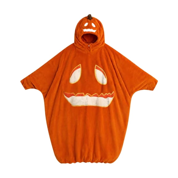Kintue Plush Halloween Hooded Pajamas, Pumpkin Onesie for Women, Cozy One Piece Fall Loungewear Matching Family Outfits for Party