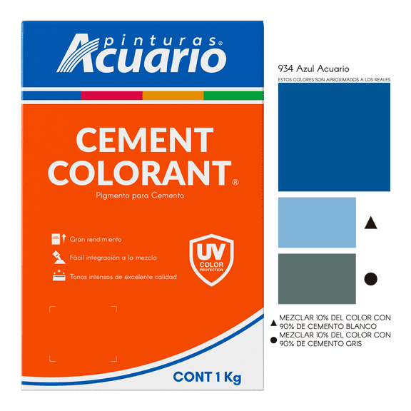 Pigmento Para Cemento Pinturas Acuario Cement Colorant 1 Kilo Azul Acuario