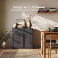thumbnail image 3 of BELLEZE Sideboard Cabinet with 3 Drawers, Modern Wood Buffet Cabinet with Arc Design, Large Fluted Sideboard with Storage for Dining Room Living Room Entryway, Ebony, 3 of 7