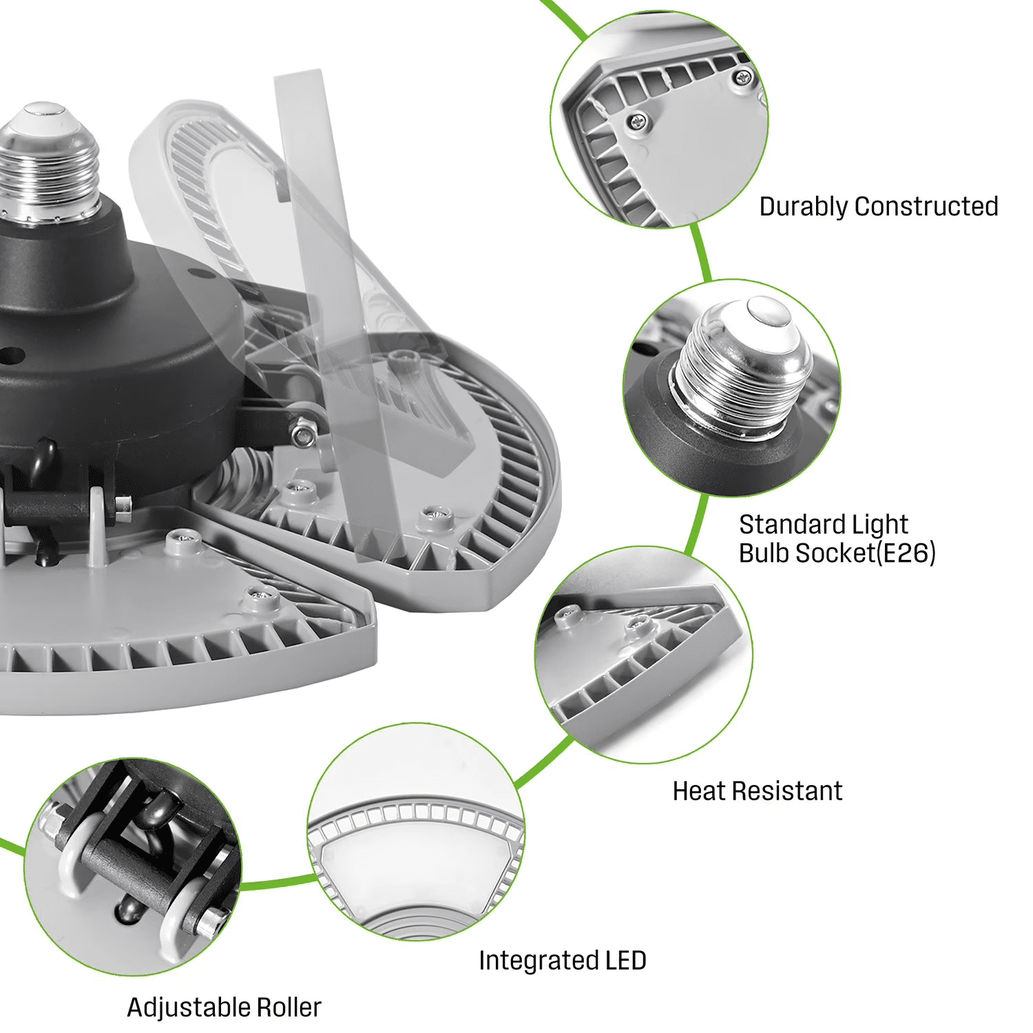 Westinghouse LED Garage Lights,8000 Lumen LED Shop Light with Deformable Three Panel Ceiling Light E26 for Basement, Workshop ,Warehouse ,Shop