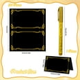 thumbnail image 3 of sixwipe 200 Pcs Black Paper Folding Table Cards with 1 Gold Pen for Party, 3.54 x 3.94 Name Tent Cards with Gold Foil Border for Table Setting, Table Tent Sign for Buffet Banquet Parties Celebrations, 3 of 7