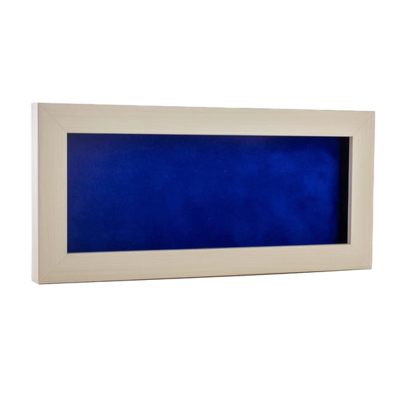16x28 Shadow Box Frame White Washed Wood | With a 3/4" Usable Display Depth | Includes a Royal Blue