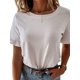 thumbnail image 1 of Camiseta Para Mujer Color SóLido Volantes Manga Corta Cuello Redondo Pullover Tops XBTCLXEBCO Blanco:XXL, 1 of 3