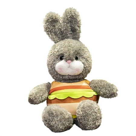 Set Dudu Burger Rabbit Bread Bunny Doll Rabbit Plush Toy Removable Clothes Doll as a Gift for Friends and Kids Cartoon Animal Fluffy Doll for Bedroom Living Room Decor (35cm Gray Burger)