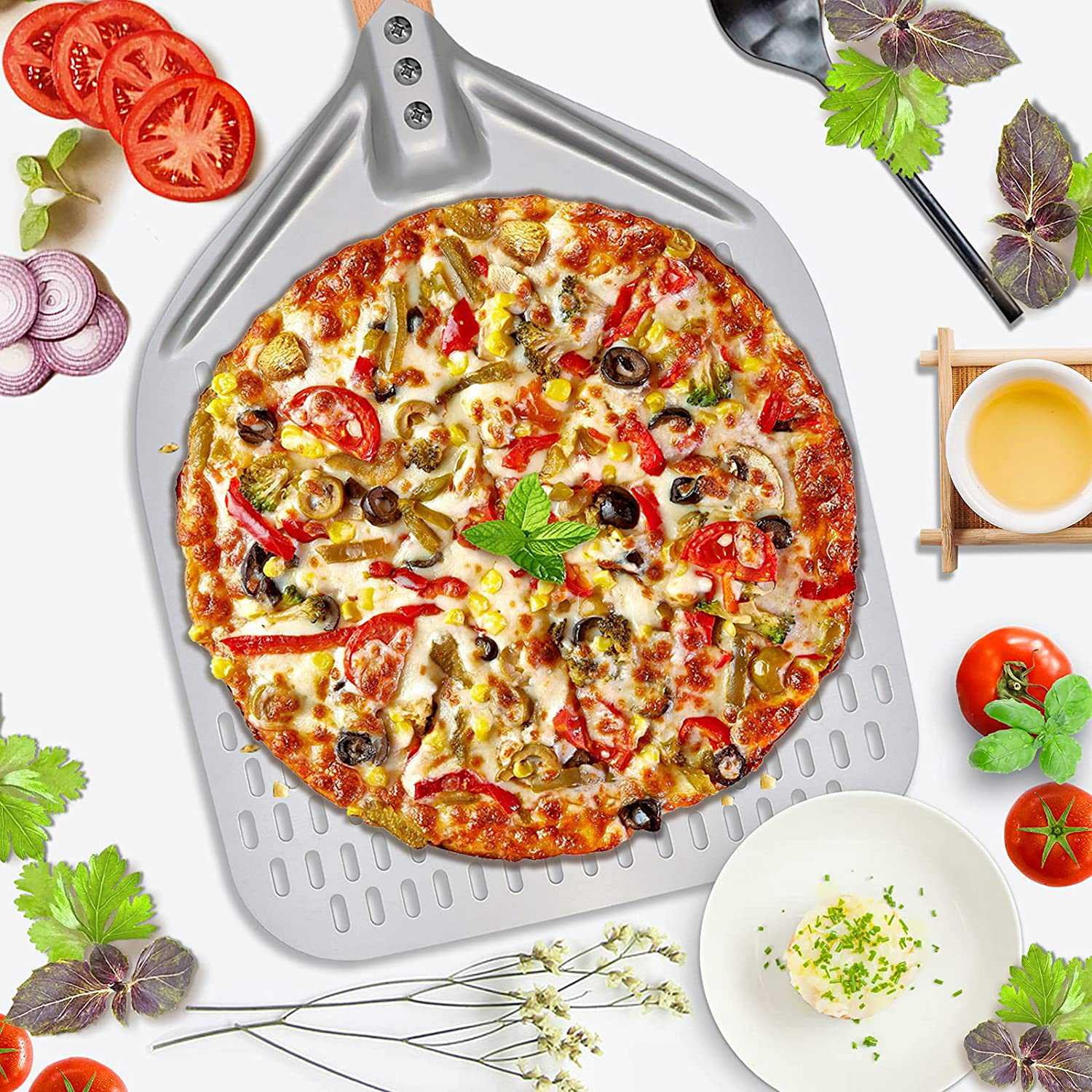 Aluminum pizza peel 33x33x60cm