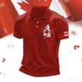 thumbnail image 2 of Telankuip Polo Shirts for Men Fashion Canadian Flag Pattern Lapel Button Short Sleeve Tops Casual Summer Beach Travel T Shirts Plus Size for Outdoor Activities and Daily Wear Red XXL, 2 of 3