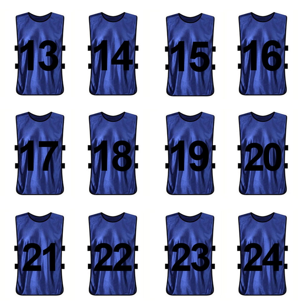 Sets of 12 (#1-12, 13-24) Numbered Blank Scrimmage Training Vest Soccer  Pinnies