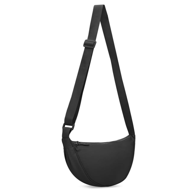 Small Nylon Crescent Crossbody Bag Half Moon Shape Bag Dumpling Bag with Adjustable Strap