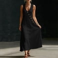 thumbnail image 6 of ZQUUVOU Maxi Dresses for Women Cotton Summer Sleeveless Deep V Button Down Tank Dress with Pocket Casual Boho Beach Vacation Black, 6 of 8