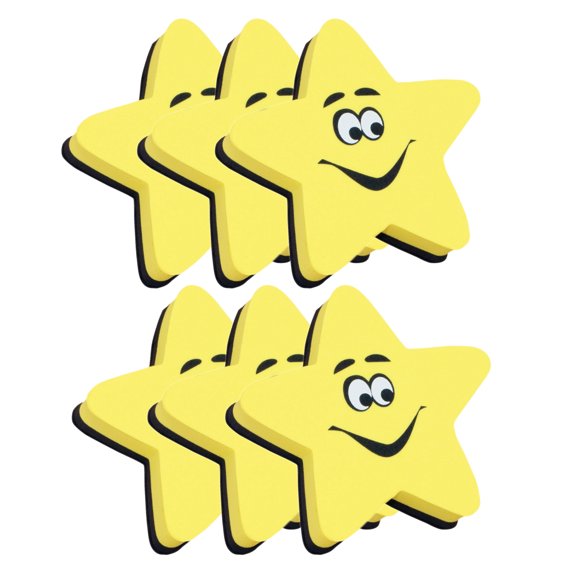 Ashley Productions Magnetic Whiteboard Eraser, Star, Pack of 6