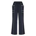 thumbnail image 4 of Dweltoz Woman Barrel Sweatpants Wide Leg Loose Fit Palazzo Pants Summer Drawstring High Waisted Color Block Sweat Pant with Pockets,Navy 2XL, 4 of 4