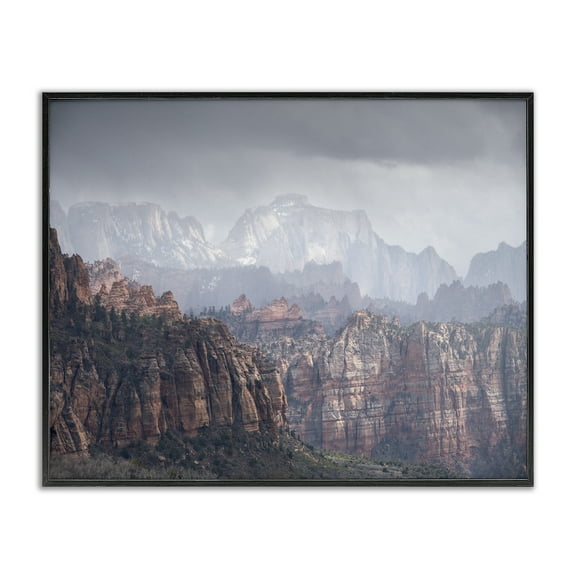 Stupell Industries Zion National Park Landscape Photography Black Framed Art Print Wall Art, 14 x 11