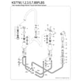 thumbnail image 6 of Kingston Brass KS7797BPLBS Bel-Air Two-Handle 3-Hole Deck Mount Bridge Kitchen Faucet with Brass Side Sprayer in Brushed Brass, 6 of 7