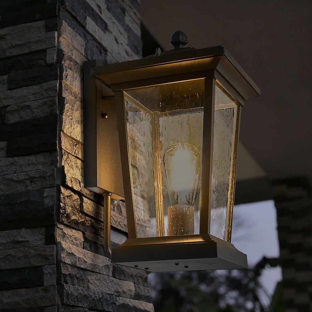 Maxxima LED Outdoor Wall Light Seeded Glass, ST19 Bulb Included, 800 Lumens, 60 Watt Equivalence 2700K Warm White
