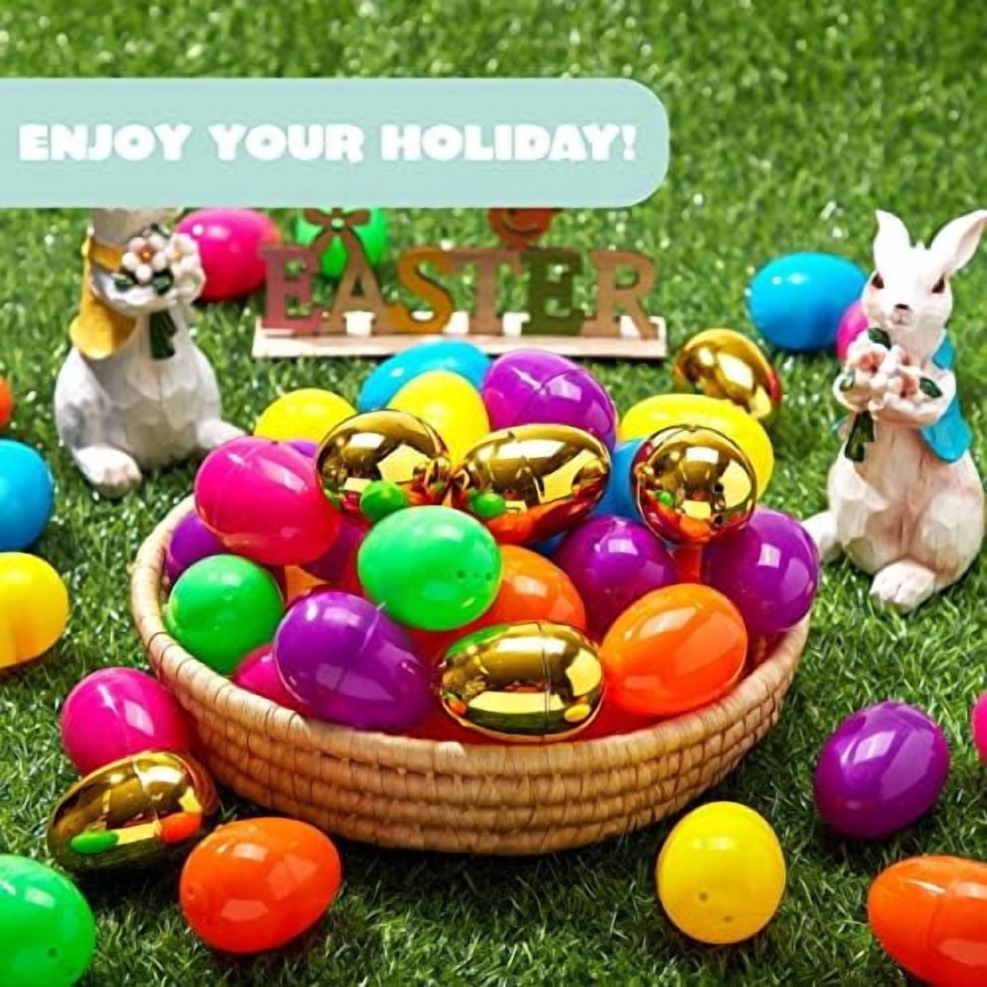 500PCS Plastic Easter Eggs, Empty 2.3" 494PCS Colorful with 6PCS Golden Eggs Bulk Fillable for Easter Hunt Party Favor Basket Stuffers Filler Classroom Prize Supplies Decor