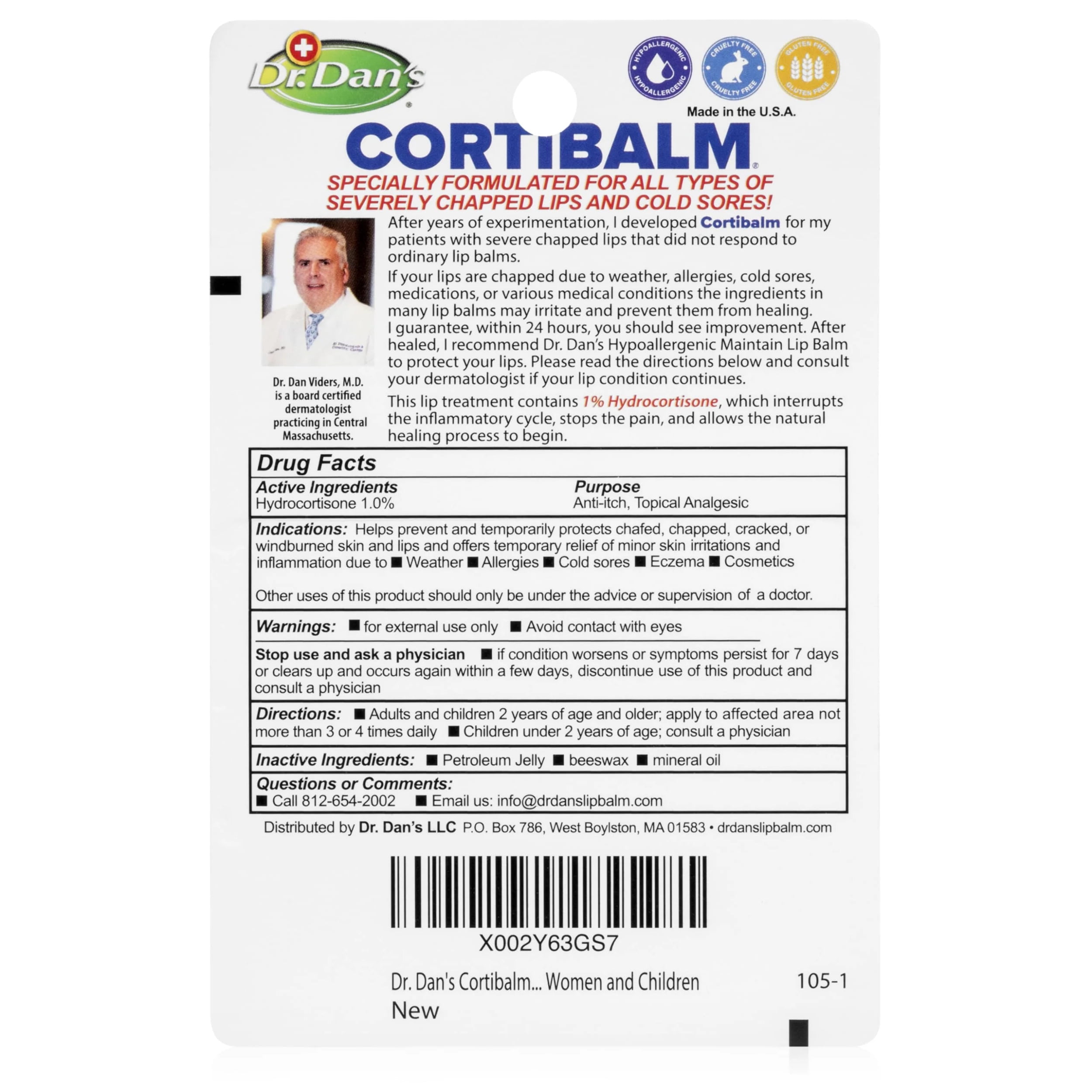 Dr. Dans Cortibalm Lip Balm, 6 Count 6-Pack