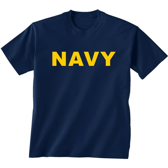 Navy NAVY Short Sleeve T-Shirt with gold print