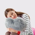 thumbnail image 4 of HomeDM Faux Fur Fluffy Heart Pillow, Shaggy Plush Soft Throw Pillow Decorative Cushion for Couch Bed Sofa Valentine's Day Decor, 15.7"x11.8",Heart Shaped, Dark Gray, 4 of 6
