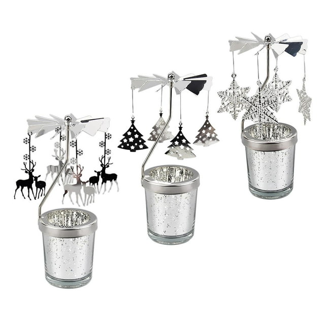 Portavelas Soledad Giratorio Metal 3 Uds Candelabro Adorno Navidad