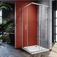 thumbnail image 2 of Sunny Shower Corner Entry Enclosure Square Sliding Shower Door 34" D x 34" W x 72"H in Brushed Nickel Finish(Base No Included), 2 of 9