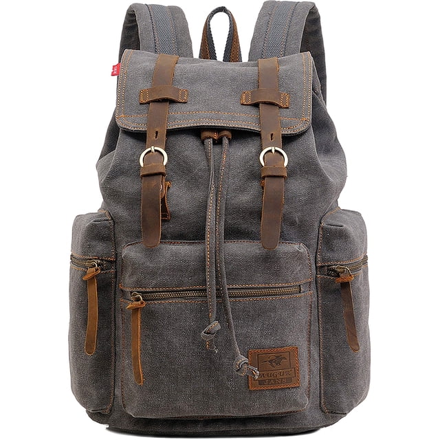 Mochila HuaChen Vintage de lona 18x32x20 cm con piel