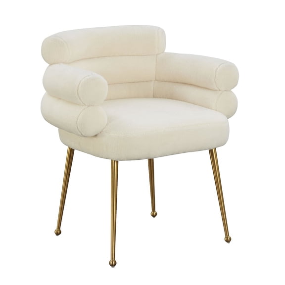 TOV Furniture Dente Cream Faux Sheepskin Dining Chair