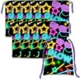 thumbnail image 4 of Glow Light Neon Drawstring Bags Kids Birthday Party Supplies Favor Bags 10 Pack, 4 of 7