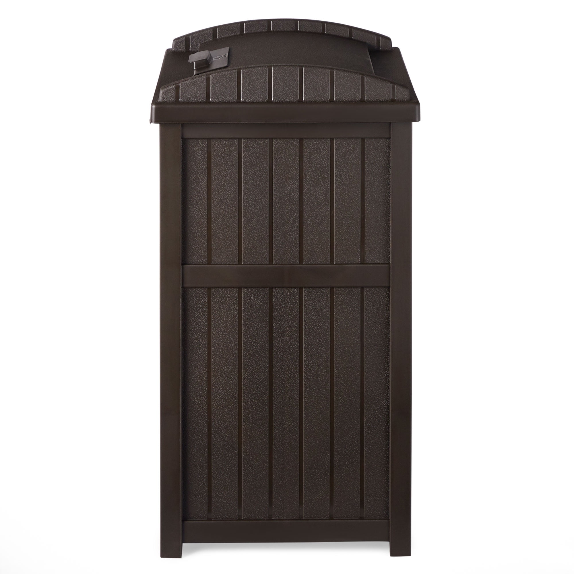 Suncast Resin Hideaway Outdoor Trash Can with Latching Lid, Java