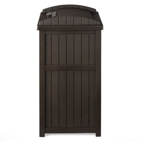 Suncast - Trash Hideaway Outdoor Patio Garbage Waste Trash Can Bin - Java