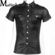 thumbnail image 4 of Camisetas De cuero sintético para hombre, camisa Sexy de látex para Fitness, para escenario, fiesta y discoteca, 4 of 4