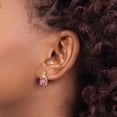 thumbnail image 3 of Primal Gold 10 Karat Yellow Gold Checkerboard Created Pink Sapphire and Diamond Earrings, 3 of 4