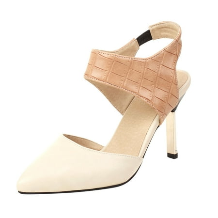 Clearance VerPetridure Women s Sandals Summer Casual Shoes Elastic Band Sandals Super High Heel Pointed Toe Casual Plaid Stilettos