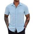 thumbnail image 5 of ZZwxWA Men's Casual Button Down Shirts Short Sleeve Regular Fit Untucked Dress Shirts Knit Textured up to 45% Off, 5 of 7