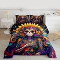 thumbnail image 2 of Homewish Retro Boho Skeleton Bedding Comforter Set,Vitage Bohemian Flower Twin Comforter Sets,Colorful Floral Bedding Set For Men Women,Super Cozy Room Decor Reversible,2 Pieces, 2 of 8