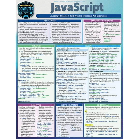 JavaScript: A Quickstudy Laminated Reference Guide, (Paperback)