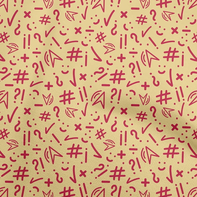 oneOone Polyester Spandex Light Brown Fabric Numerical Symbols Craft Projects Decor Fabric Printed By The Yard 56 Inch Wide