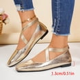 thumbnail image 2 of Women's Square Toe Ballet Flat Shoes Crooss Strap Soft Leather Dance Shoes Slip on Comfortable Dress Shoes Gold Size 9, 2 of 7