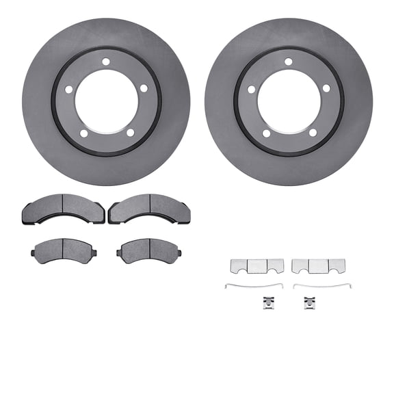 Dynamic Friction Company Front Brake Rotors with Heavy Duty Brake Pads includes Hardware 6212-48390