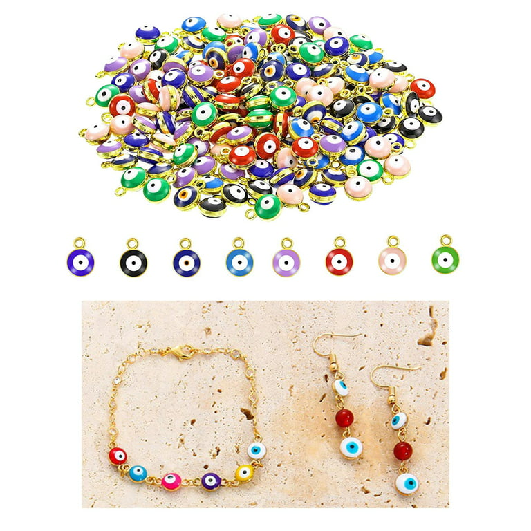 Pack 8 Mixed Color Evil Eye Beads 6mm Spacer Beads Charms Set DIY, Lovely Single, Women's, Size: As described