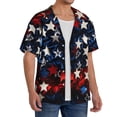 thumbnail image 2 of Rateoe Red Blue White Stars Print Mens Front Pocket Hawaiian Shirts Casual Shirts Short Sleeve Button Down Beach Tropical Shirts-3X-Large, 2 of 5