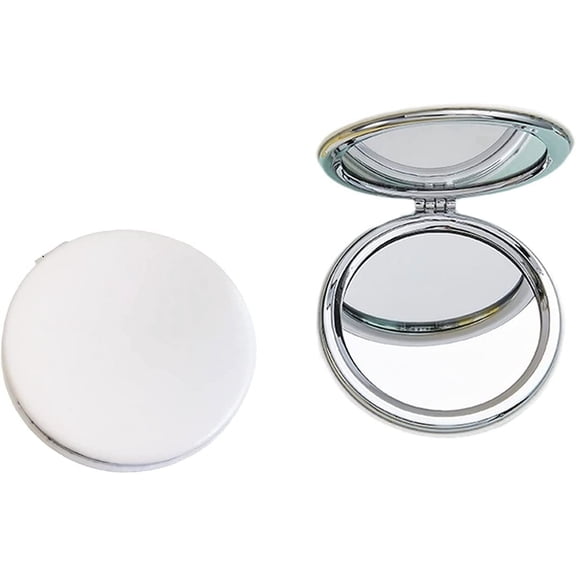 Makeup Mirror,Round Folding Mirror 8 CM, Professional Double-Sided Make Up Mirror (One Side Enlarged,The Other Side Normal) PU Surface Mirror Pocket Mirror Handbag Mirror Compact Mirror