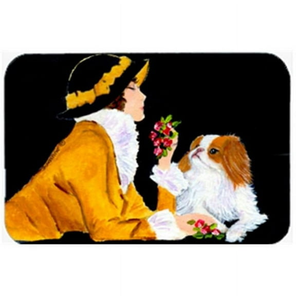 Lady With Her Japanese Chin Mouse Pad & Hot Pad Or Trivet