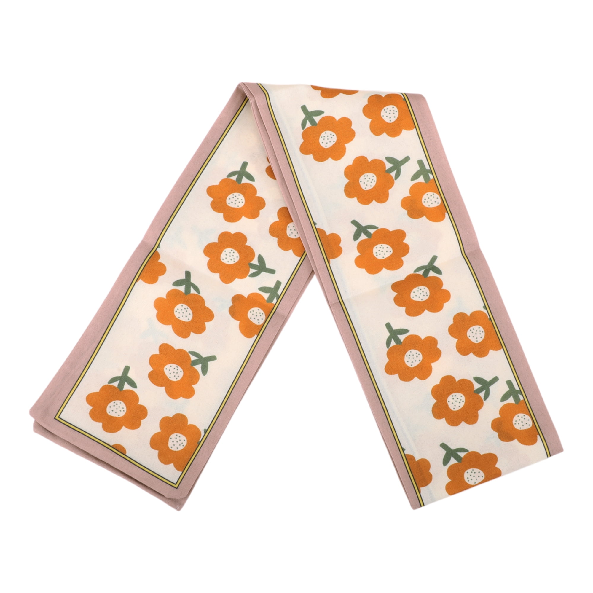 Unique Bargains Floral Satin Headband 1 Pc Coffee Color Orange