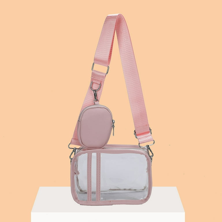 Chamair Transparent PVC Crossbody Bag Casual Women Shoulder Bag with Small Bag (Pink), Women's, Black