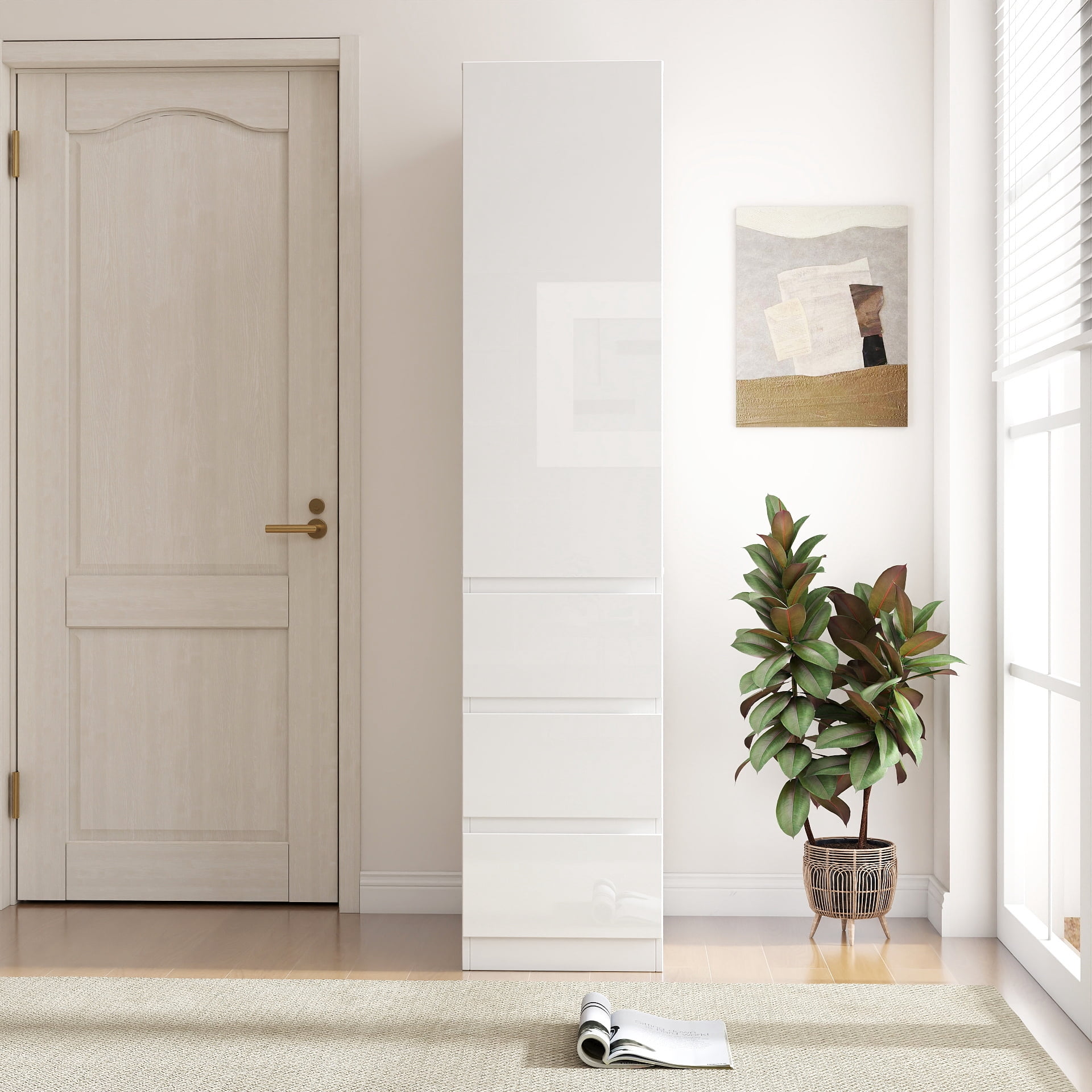 Large Kitchen Pantry Storage Cabinet Freestanding Hutch with 3 Drawers Shelves, White