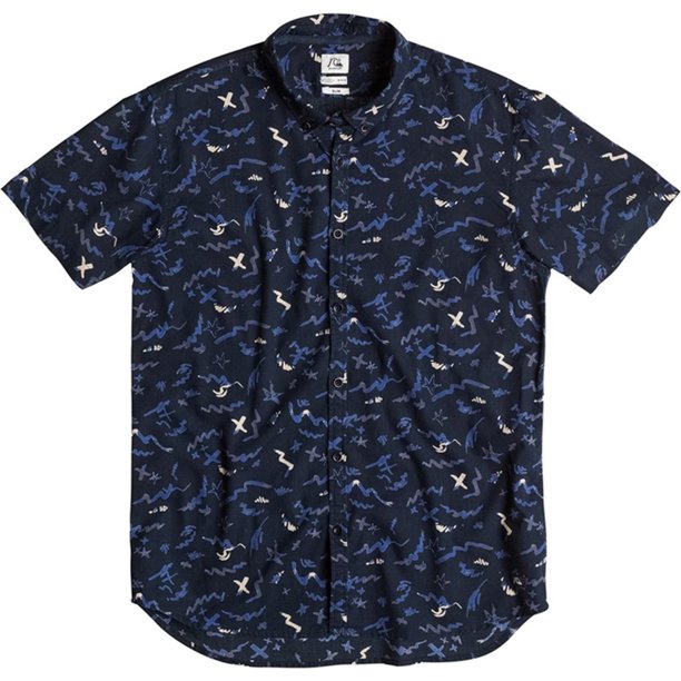 Quiksilver Warsplash Slim Button Up Shirt para hombre, negro, pequeño Quiksilver Botones al frente