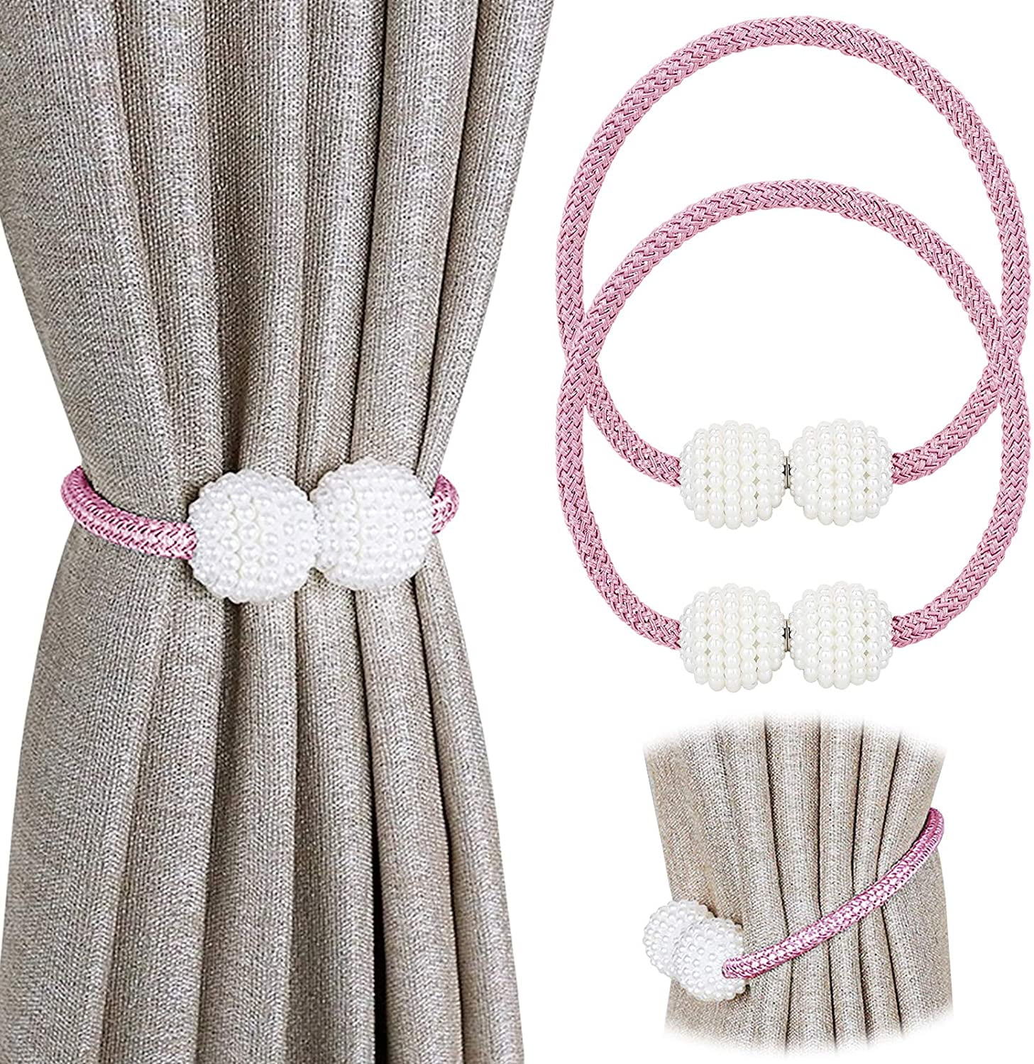 2 pieces Curtain Holdbacks Elegant Pearl- 							 							show original title Details about   Pinowu Curtain Tie Backs Magnetic 