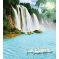 thumbnail image 3 of Ambesonne Waterfall Duvet Cover Set, Lake and Swans Nature, Twin, Blue Green White, 3 of 3